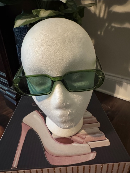 Accessories - Transparent Green Rectangular Sunglasses